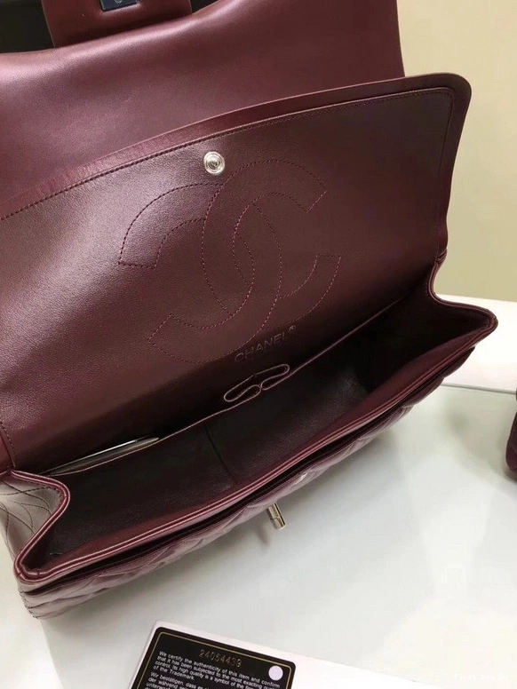 Firstbag Ru 1112 With Silver Red Bag Leather CHANEL Lambskin Flap Size Wine Hardware Gold Large 30cm 0716